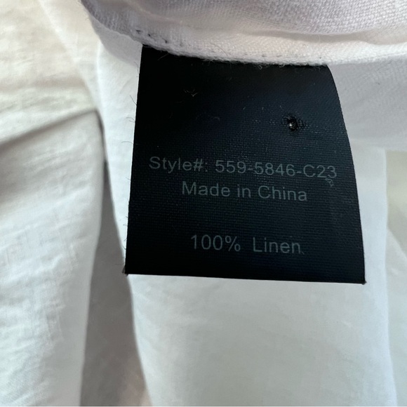 Jenni Kayne  Day Linen Midi-Dress Button Front Short Sleeves in White Sz L - Picture 7 of 9